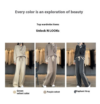 Conjunto de Pantalón Ancho y Suéter Tejido en Lana - Estilo Casual Relajado - Image 16