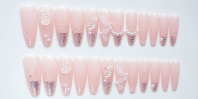 Uñas Postizas con Diseño Rose Ribbon - Image 4