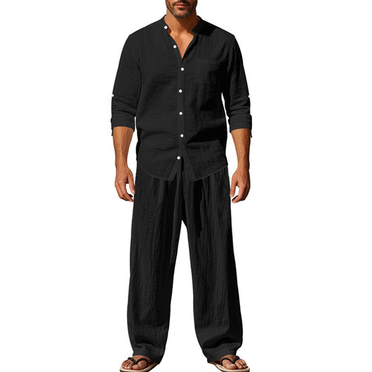 Conjunto de Camisa Suelta Manga Larga y Pantalón para Hombre - Image 38
