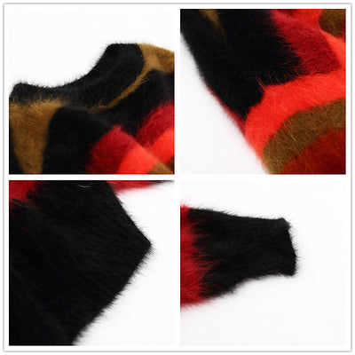 Suéter Holgado Cuello Redondo con Bufanda Combinada de Colores - Image 7