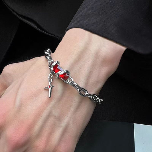 Pulsera de Diamante Negro con Estrella Bordada para Hombre