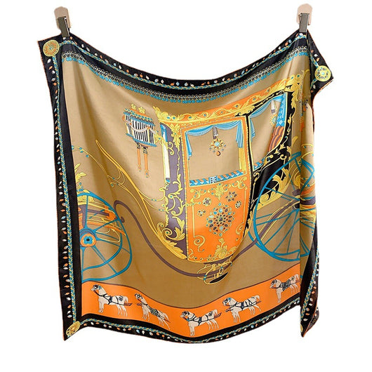 Pañuelo de Seda Estampado Naranja Clásico Grande - Image 4