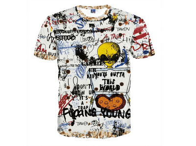 Camiseta Unisex Estilo Urbano con Diseño Gráfico Alien y Arcoíris