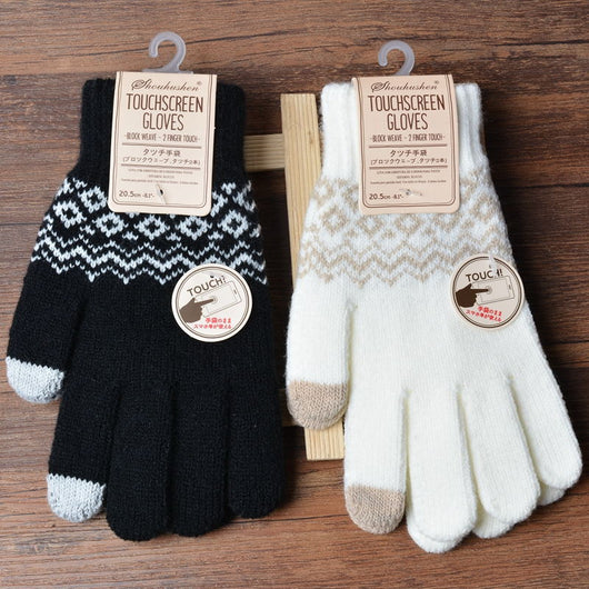 Guantes Tejidos Jacquard de Lana para Mujer con Pantalla Táctil - Image 5