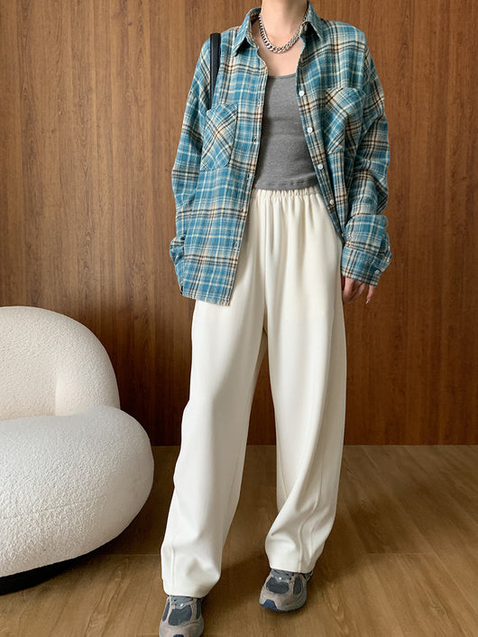 Camisa de Algodón Peinado Estilo Vintage a Cuadros Manga Larga - Image 23