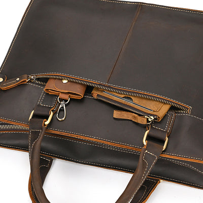 Maletín de Cuero Crazy Horse Retro 14 Pulgadas para Ejecutivos - Image 11