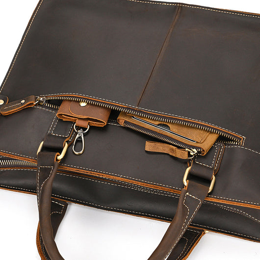Maletín de Cuero Crazy Horse Retro 14 Pulgadas para Ejecutivos - Image 11
