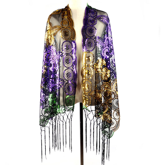 Bufanda Navideña Tricolor con Lentejuelas Bordadas - Image 7