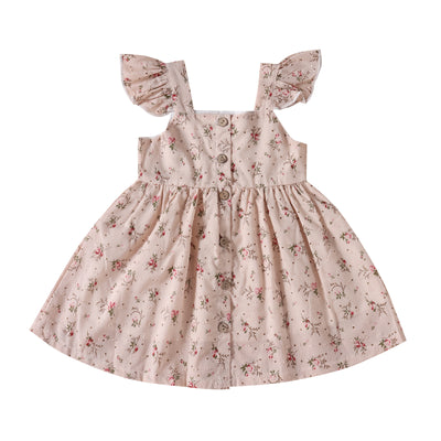 Vestido Infantil Tricolor Floral con Mangas Aleteo - Image 14