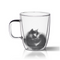 Taza Térmica de Vidrio Soplado con Diseño de Gato - Doble Aislamiento