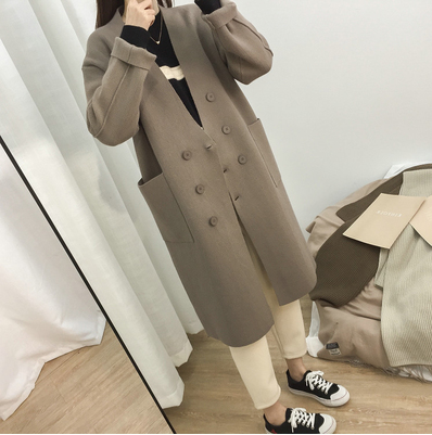 Cardigan Tejido Grueso Coreano Talla Grande - Abrigo Suelto Doble Botonadura para Otoño e Invierno - Image 6