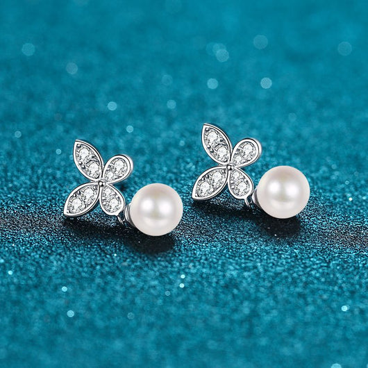 Aretes de Perla de Agua Dulce con Moissanita - Diseño Elegante y Brillante - Image 4