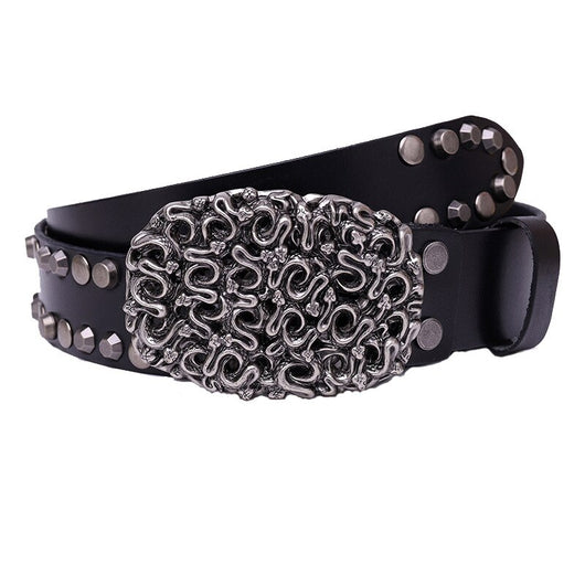 Cinturón de Cuero Genuino con Remaches para Hombre - Estilo Trend - Image 5