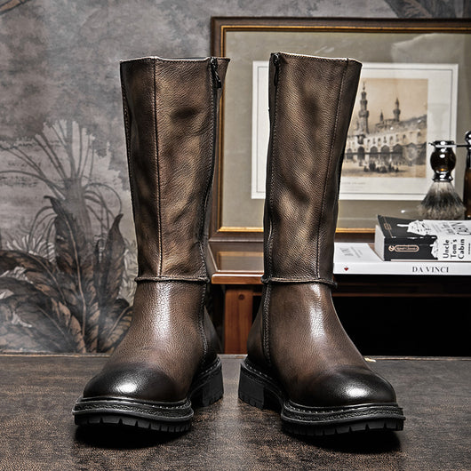 Botas de Cuero Artesanales para Hombre con Suela Gruesa Vintage - Image 3