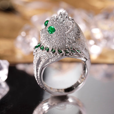 Anillo de Plata Esterlina con Esmeralda Simulada de Diseño Premium - Image 8