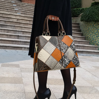 Bolso de Hombro Patchwork con Contraste de Colores - Image 3