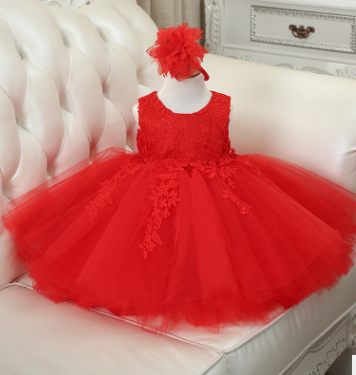 Vestido Infantil Coreano con Encaje Dorado y Aplicaciones - Image 11