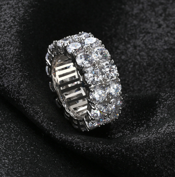 Anillo Hip Hop Doble Fila con Circones Incrustados para Hombre