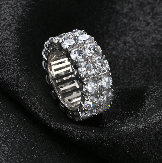 Anillo Hip Hop Doble Fila con Circones Incrustados para Hombre - Image 2
