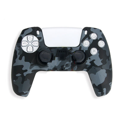 Red and black camouflage silicone case for a PS5 controller, featuring precise cutouts for buttons and joysticks. - Image 12