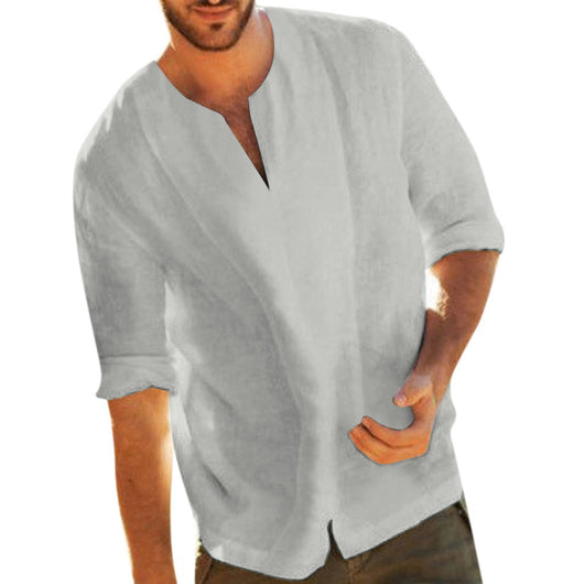 Playera de Algodón y Lino en Colores Lisos - Image 11