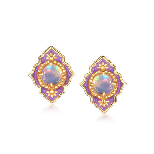 Aretes Ópalo Degradado con Esmalte Brillante