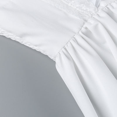 Vestido Blanco con Panel de Encaje y Cintura Anudada - Image 26