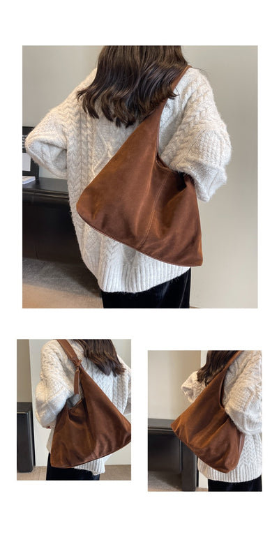 Bolso de Hombro de Ante Vintage con Costuras para Mujer - Image 25