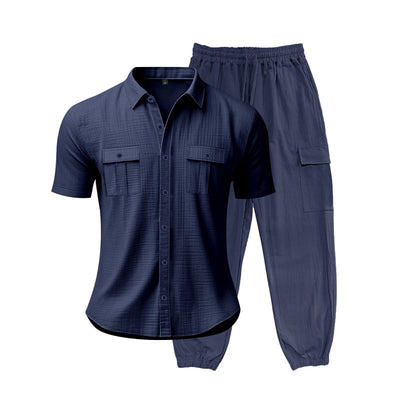 Conjunto de Trabajo Casual: Camisa Manga Corta y Pantalón - Image 14