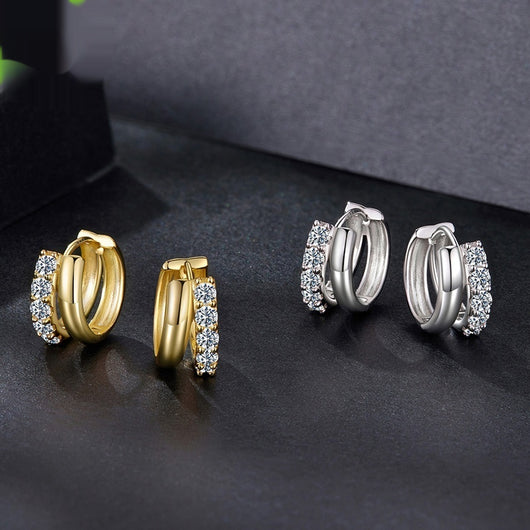 Aretes Clip Moissanita D Color Doble Capa Ziyun Original Plata