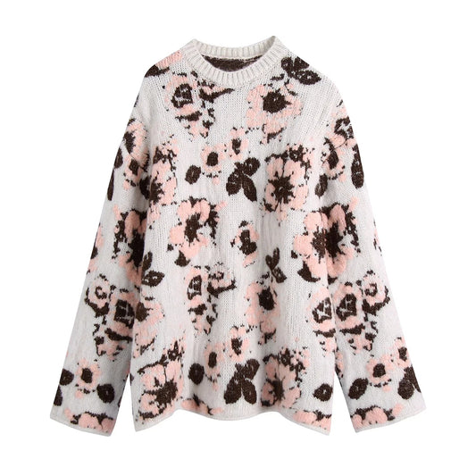 Suéter Tejido Slim con Jacquard Floral para Mujer