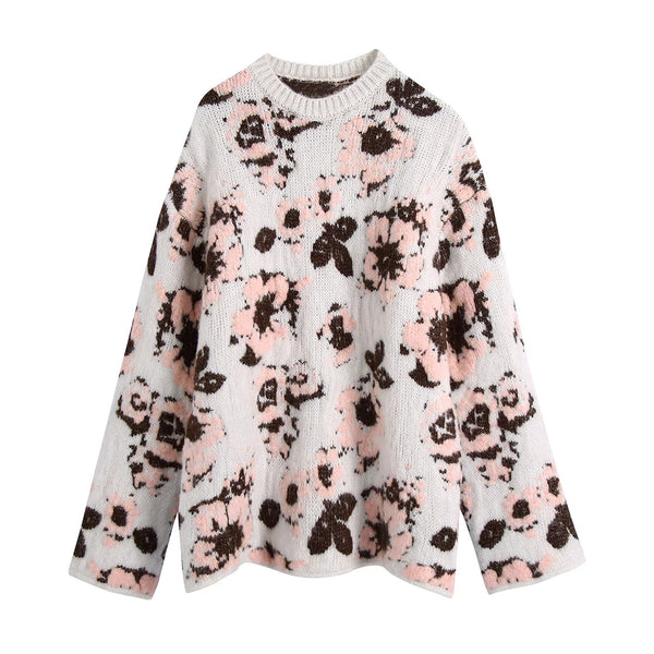 Suéter Tejido Slim con Jacquard Floral para Mujer