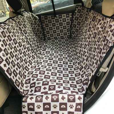 Dark blue car pet seat cover with white star pattern installed in a vehicle's back seat. - Image 8