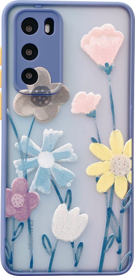 Funda para teléfono con flores en relieve