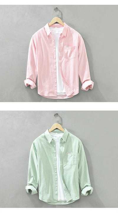 Camisa Oxford Casual de Rayas para Hombre - Corte Relajado y Manga Larga - Image 25