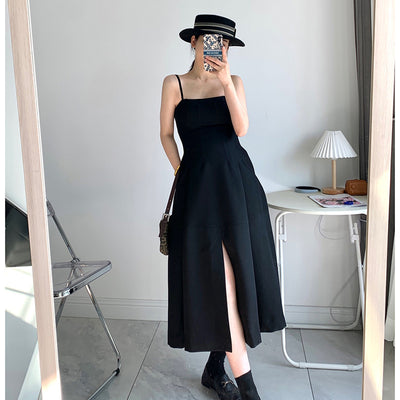 Vestido Negro con Tirantes Ajustables Estilo Temperamento - Image 12