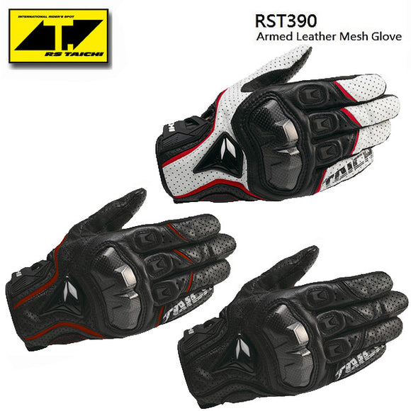 Luvas Perfuradas de Couro RS-TAICHI RST390 com Fibra de Carbono para Motociclismo de Alto Desempenho