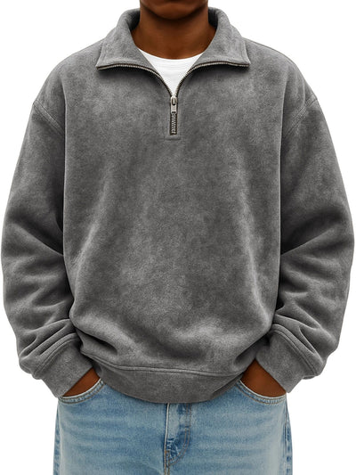 Sudadera Oversized Vintage con Cierre de Medio Cuello para Hombre - Image 7