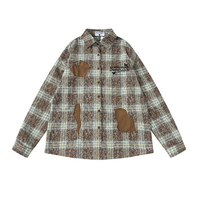 Camisa Cuadriculada Bordada de Manga Larga para Hombre Primavera Otoño - Image 5