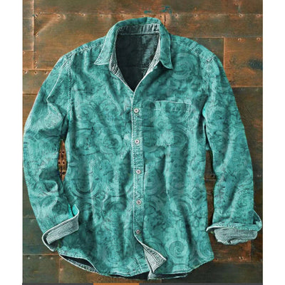 Camisa Manga Larga con Bloques de Color Estampada para Hombre - Image 4