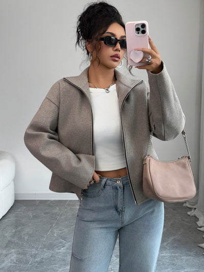Chaqueta Larga de Color Sólido para Mujer - Abrigo Elegante de Manga Larga - Image 6