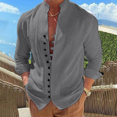 Camisa Casual Hombre Manga Larga Botones Retro Suelta - Image 4