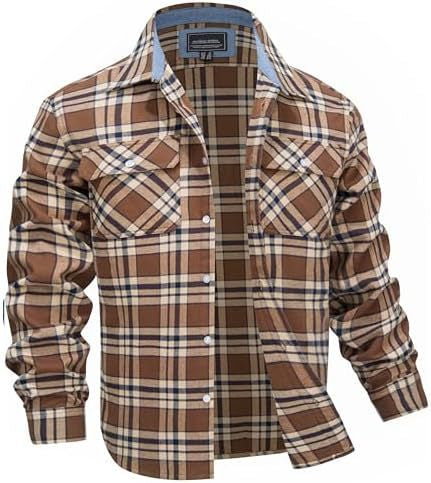 Camisa de Cuadros para Hombre con Solapa y Estampado de Manga Larga - Image 4