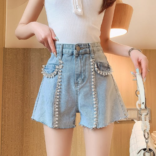 Shorts Cintura Alta con Perlas - Image 5