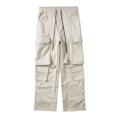 Pantalones Casuales Retro para Hombre con Bolsillos Múltiples y Cierre Lateral - Image 7