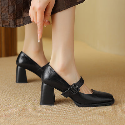 Zapatos Mary Jane de Ante de Oveja con Hebilla de Cuero Premium - Image 4