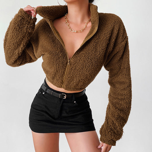 Blusa Moderna con Cuello de Pie y Cierre de Cremallera - Image 4
