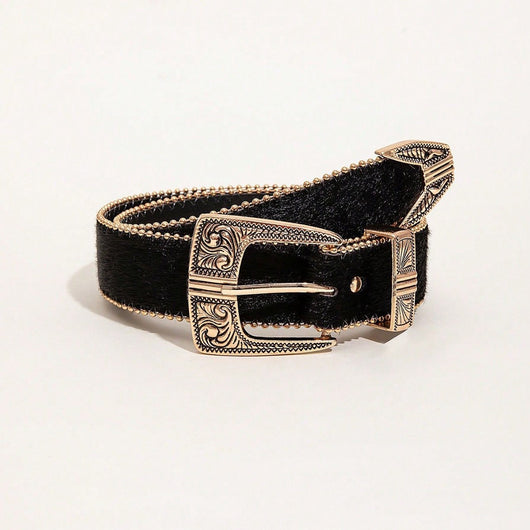 Cinturón Vaquero Mujer con Patrón Retro - Estilo Occidental PU - Image 3