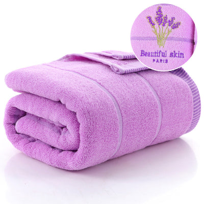 Toalla de Baño Suave Absorbente con Rayas Bordadas Lavanda - Image 6