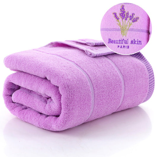 Toalla de Baño Suave Absorbente con Rayas Bordadas Lavanda - Image 6